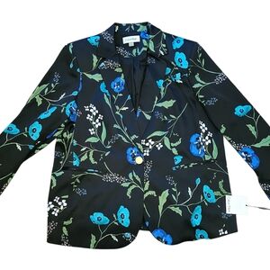 Calvin Klein Black Blazer with Blue and Green Floral Design